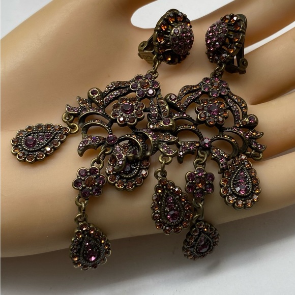 UTC Ultimate Trading Corp Crystal Chandelier Earrings Clip On - Picture 3 of 4